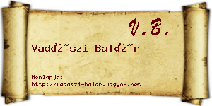 Vadászi Balár névjegykártya